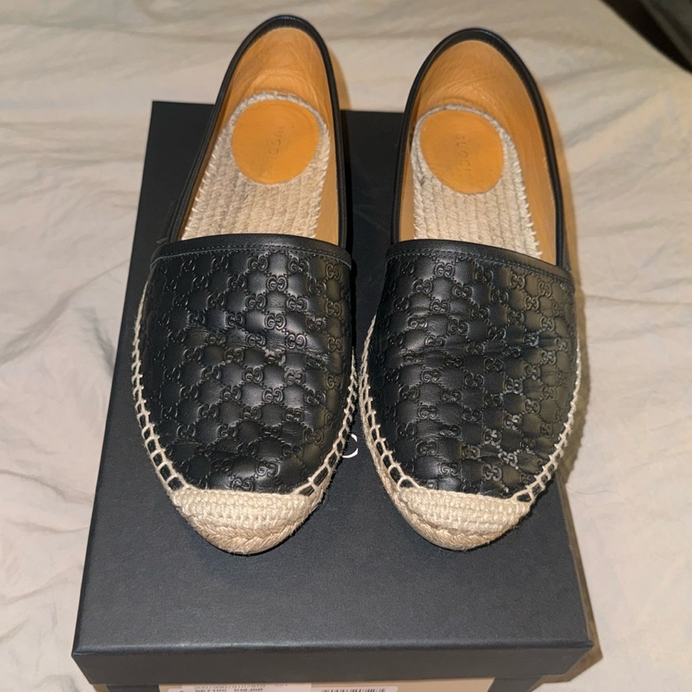 Gucci black leather espadrilles